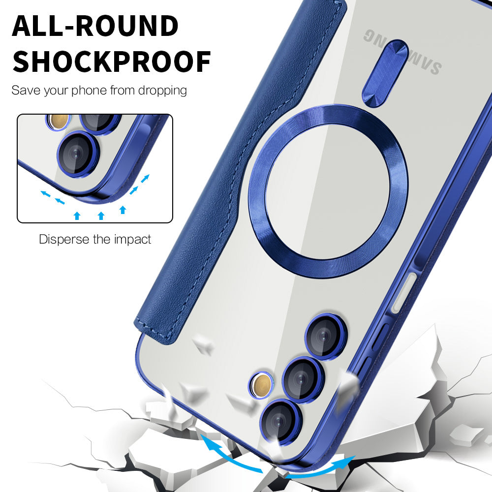 Coque MagSafe pour Samsung Galaxy A15 5G A156 / A15 A155, Techsuit, SmartMag Book, Bleue