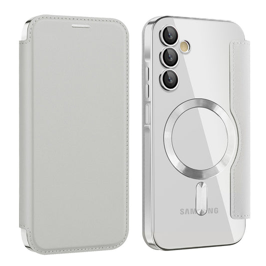 Coque MagSafe pour Samsung Galaxy A15 5G A156 / A15 A155, Techsuit, SmartMag Book, Gris