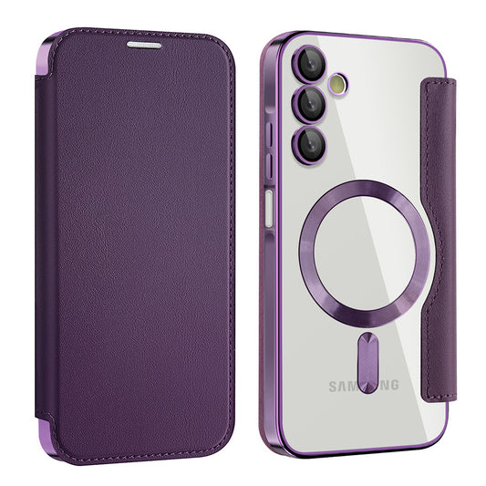 Coque MagSafe pour Samsung Galaxy A15 5G A156 / A15 A155, Techsuit, SmartMag Book, Violet