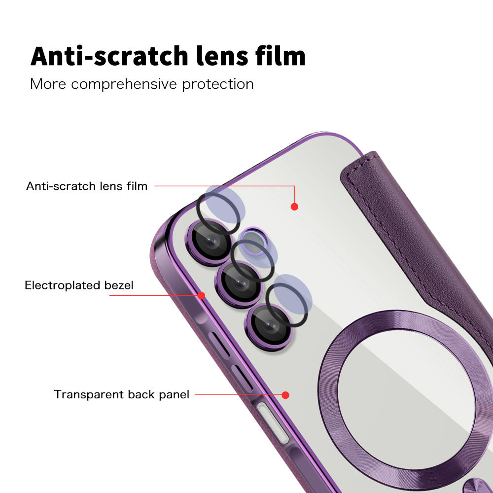 Coque MagSafe pour Samsung Galaxy A15 5G A156 / A15 A155, Techsuit, SmartMag Book, Violet