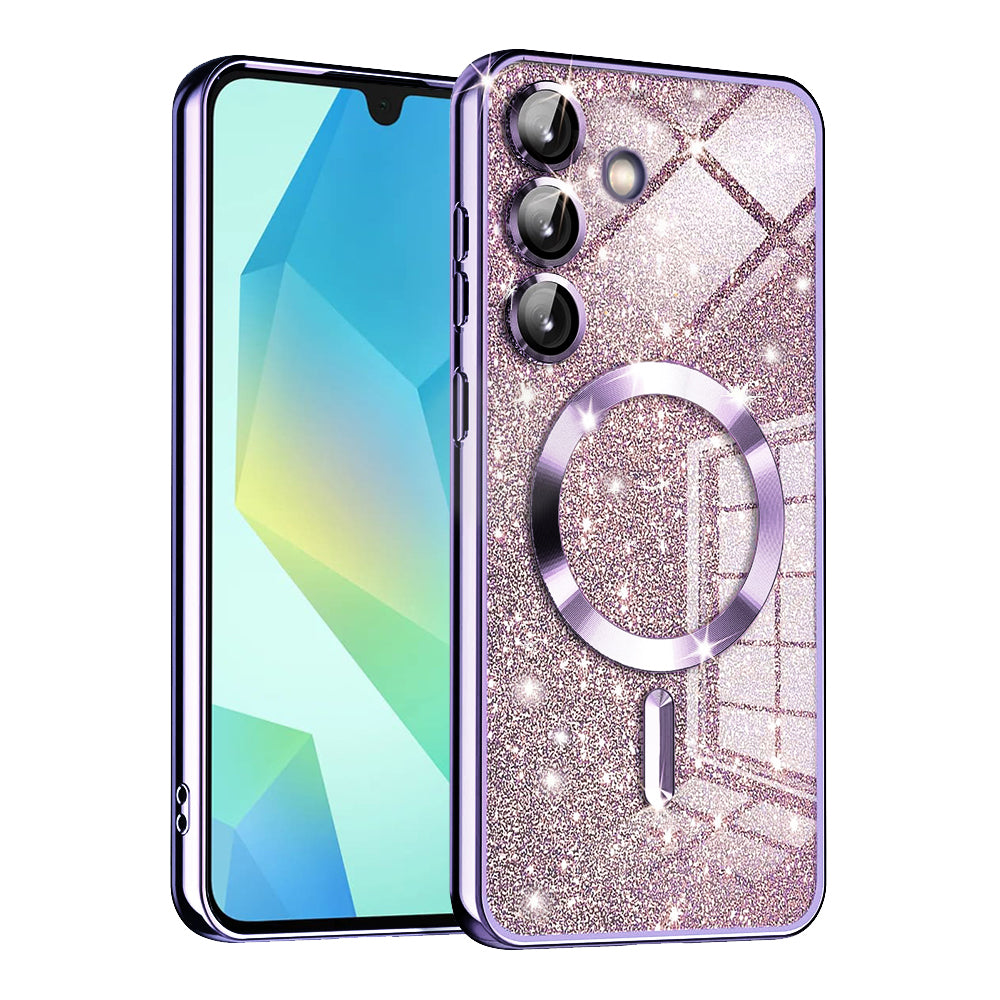 Coque MagSafe pour Samsung Galaxy A16 5G A166 / A16 4G A165, Techsuit, Luxury Glitter, Violet Clair