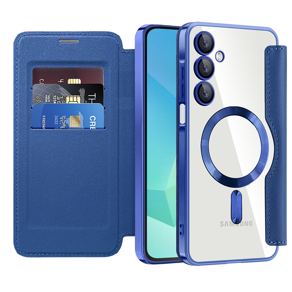 Coque MagSafe pour Samsung Galaxy A16 5G A166 / A16 4G A165, Techsuit, SmartMag Book, Bleue