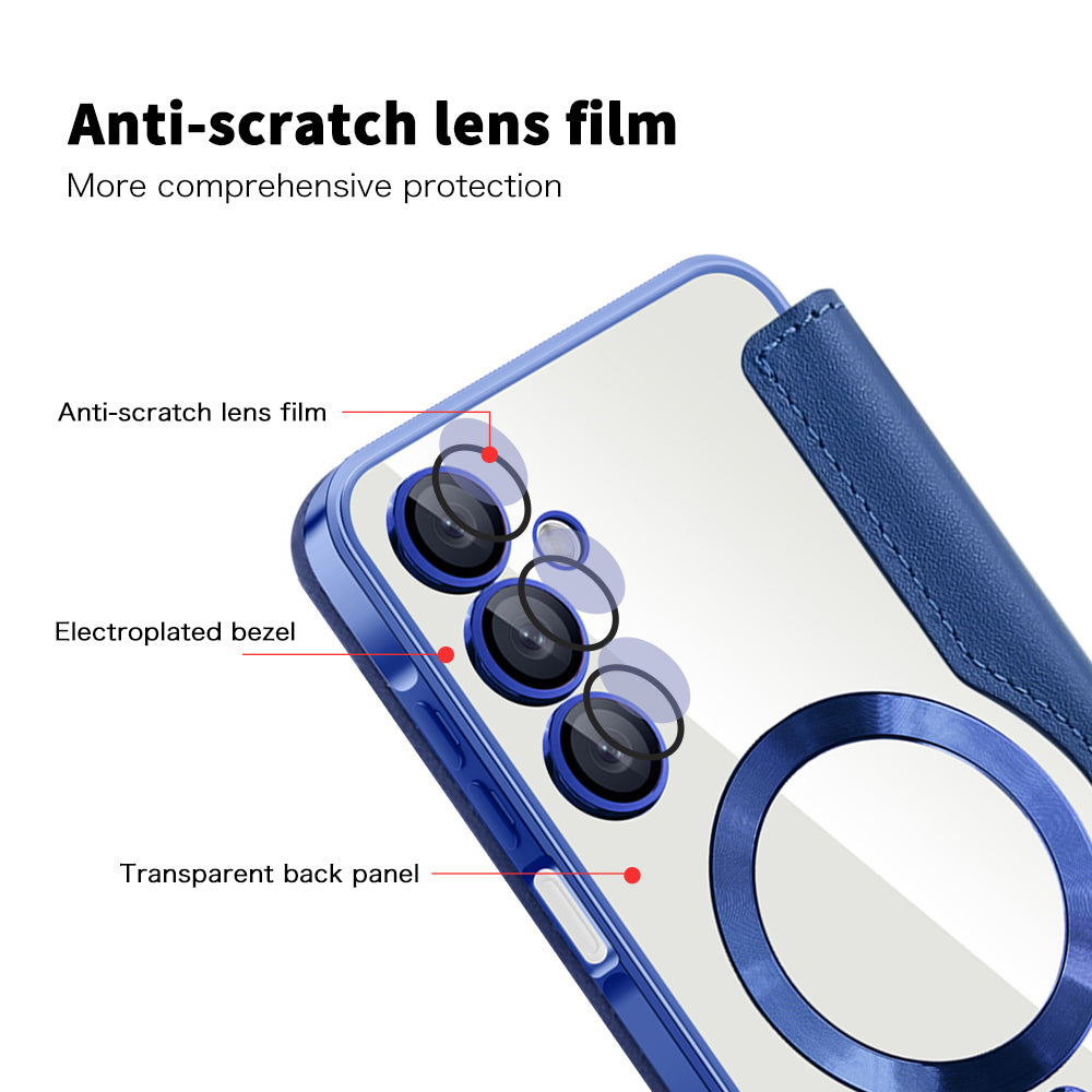 Coque MagSafe pour Samsung Galaxy A16 5G A166 / A16 4G A165, Techsuit, SmartMag Book, Bleue