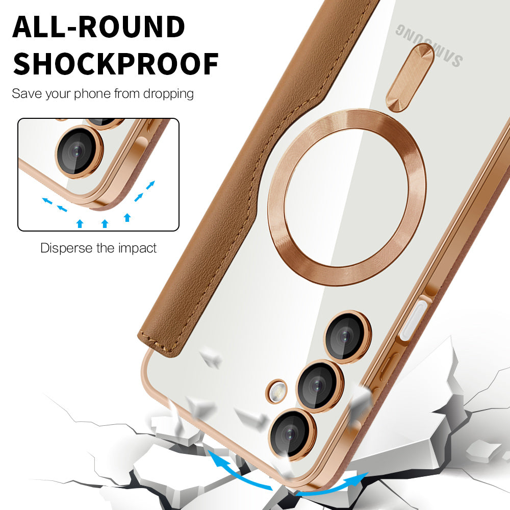 Coque MagSafe pour Samsung Galaxy A16 5G A166 / A16 4G A165, Techsuit, SmartMag Book, Marron