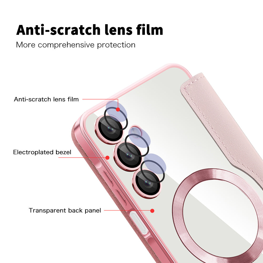 Coque MagSafe pour Samsung Galaxy A16 5G A166 / A16 4G A165, Techsuit, SmartMag Book, Rose