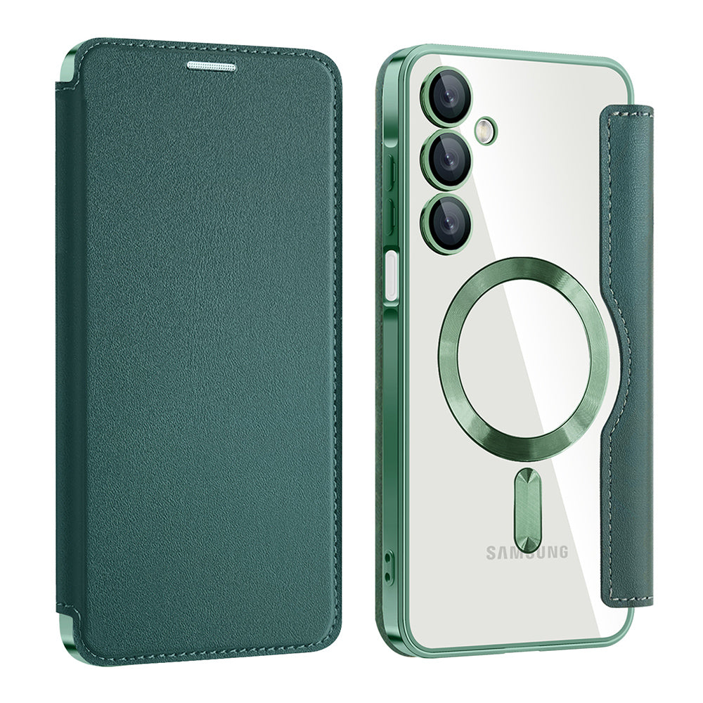 Coque MagSafe pour Samsung Galaxy A16 5G A166 / A16 4G A165, Techsuit, SmartMag Book, Vert