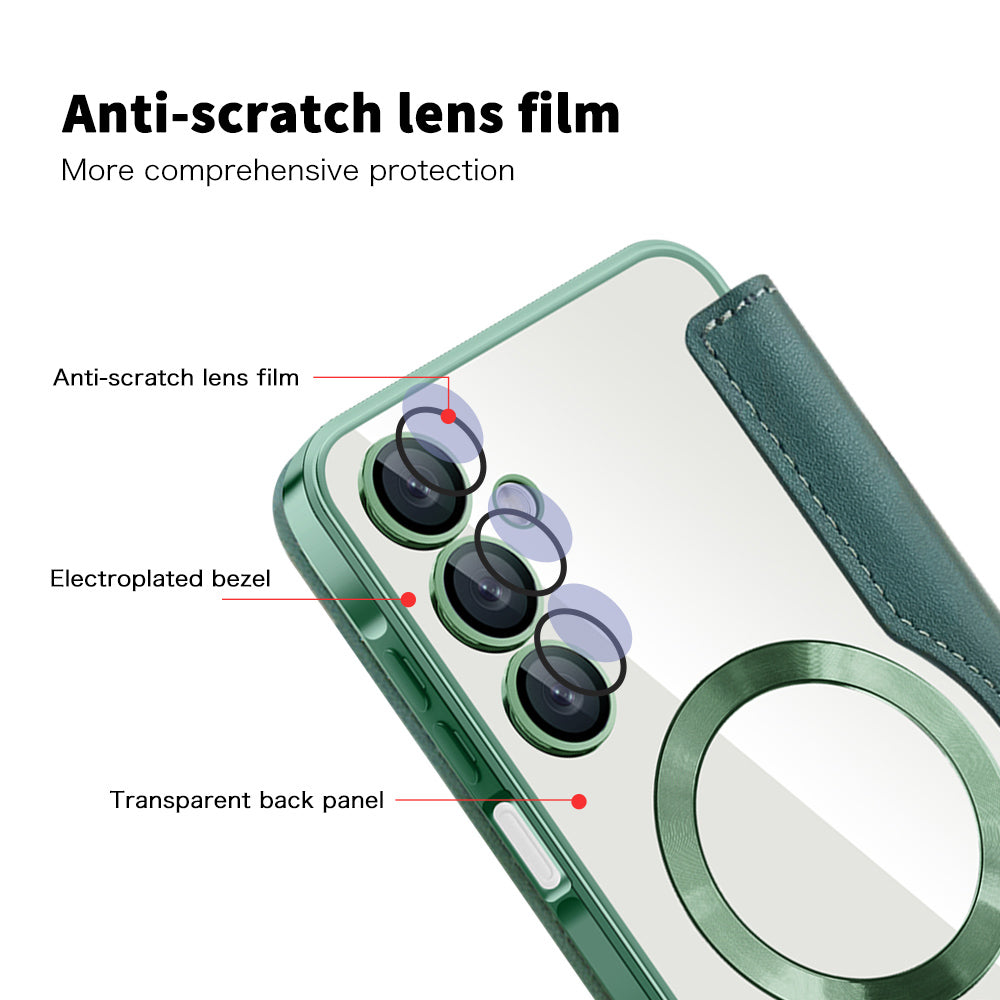 Coque MagSafe pour Samsung Galaxy A16 5G A166 / A16 4G A165, Techsuit, SmartMag Book, Vert