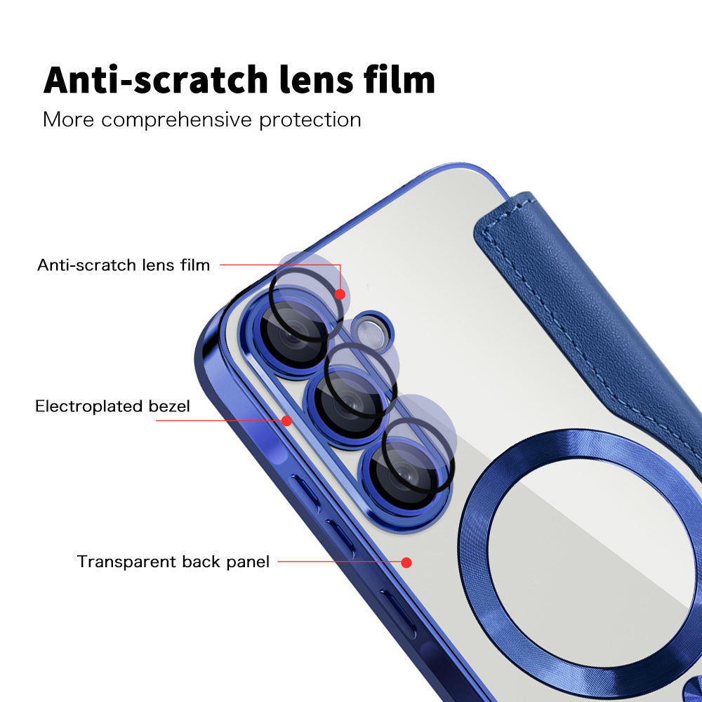 Coque MagSafe pour Samsung Galaxy A26 A266, Techsuit, SmartMag Book, Bleue