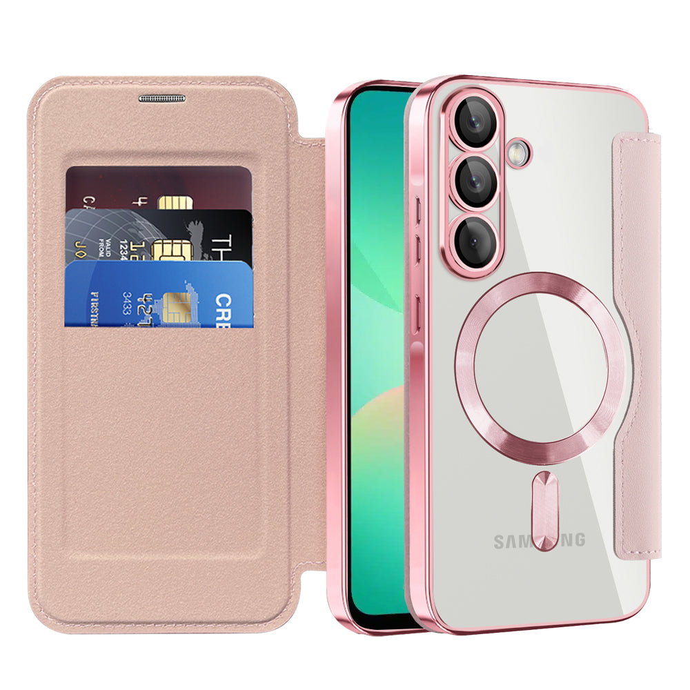 Coque MagSafe pour Samsung Galaxy A26 A266, Techsuit, SmartMag Book, Rose