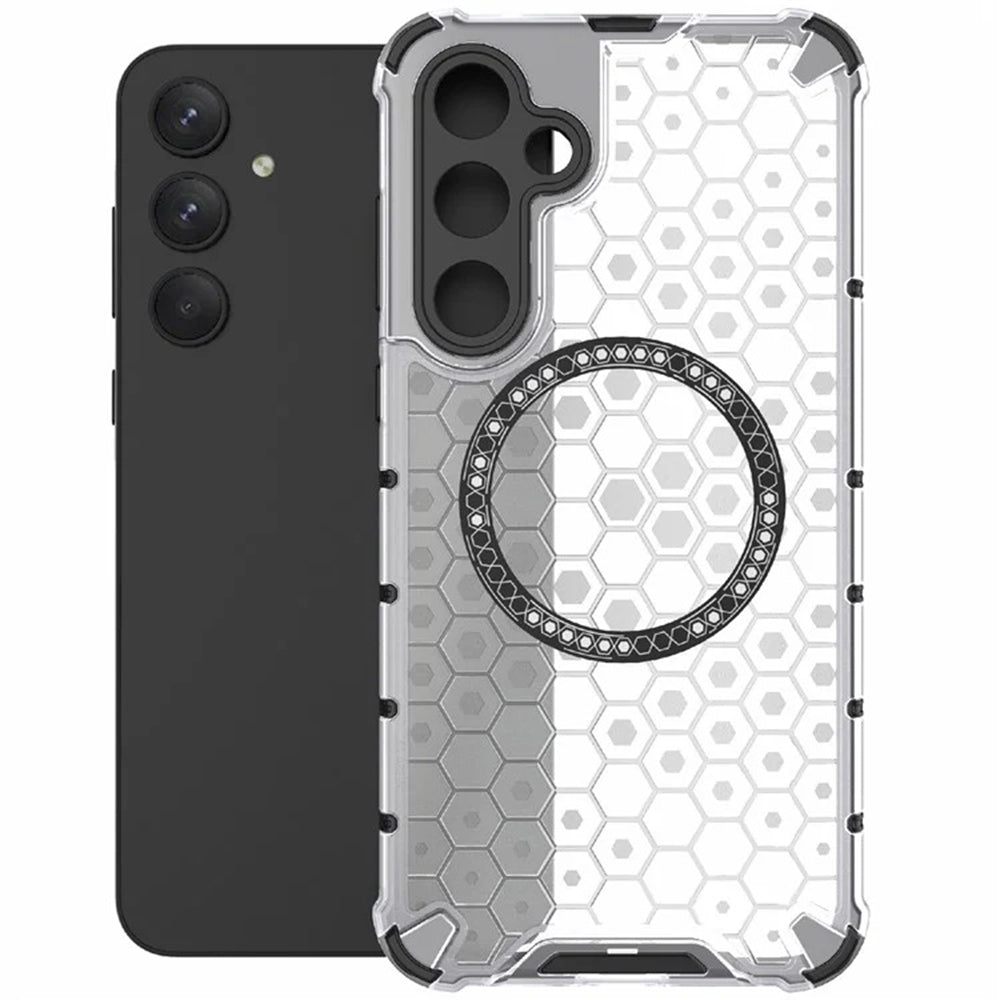 Coque MagSafe pour Samsung Galaxy A35 5G A356, Techsuit, HoneyComb Shield, Blanche