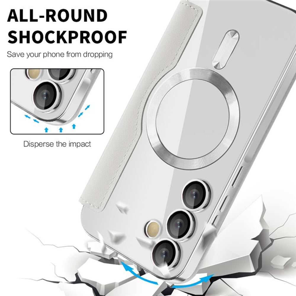 Coque MagSafe pour Samsung Galaxy A35 5G A356, Techsuit, SmartMag Book, Gris