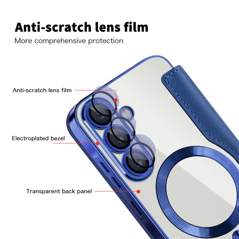 Coque MagSafe pour Samsung Galaxy A36 A366, Techsuit, SmartMag Book, Bleue