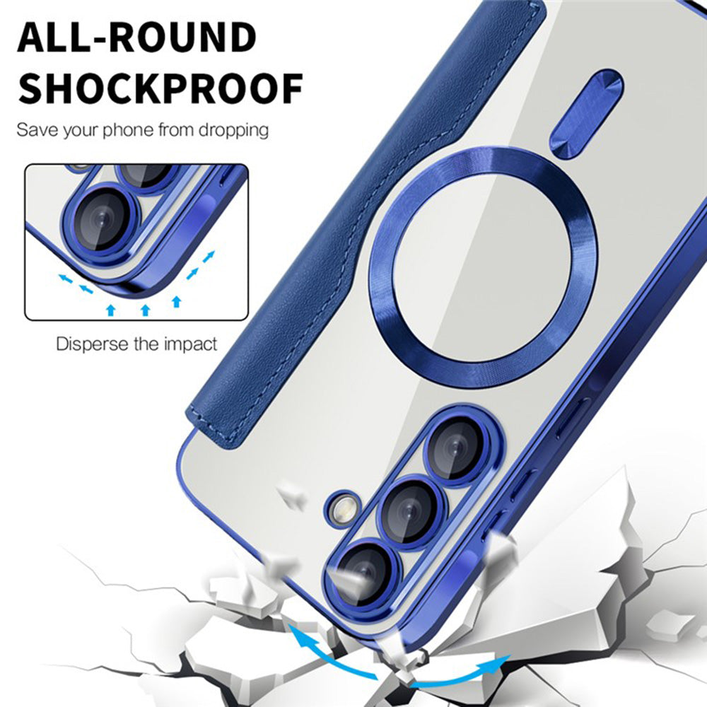 Coque MagSafe pour Samsung Galaxy A36 A366, Techsuit, SmartMag Book, Bleue