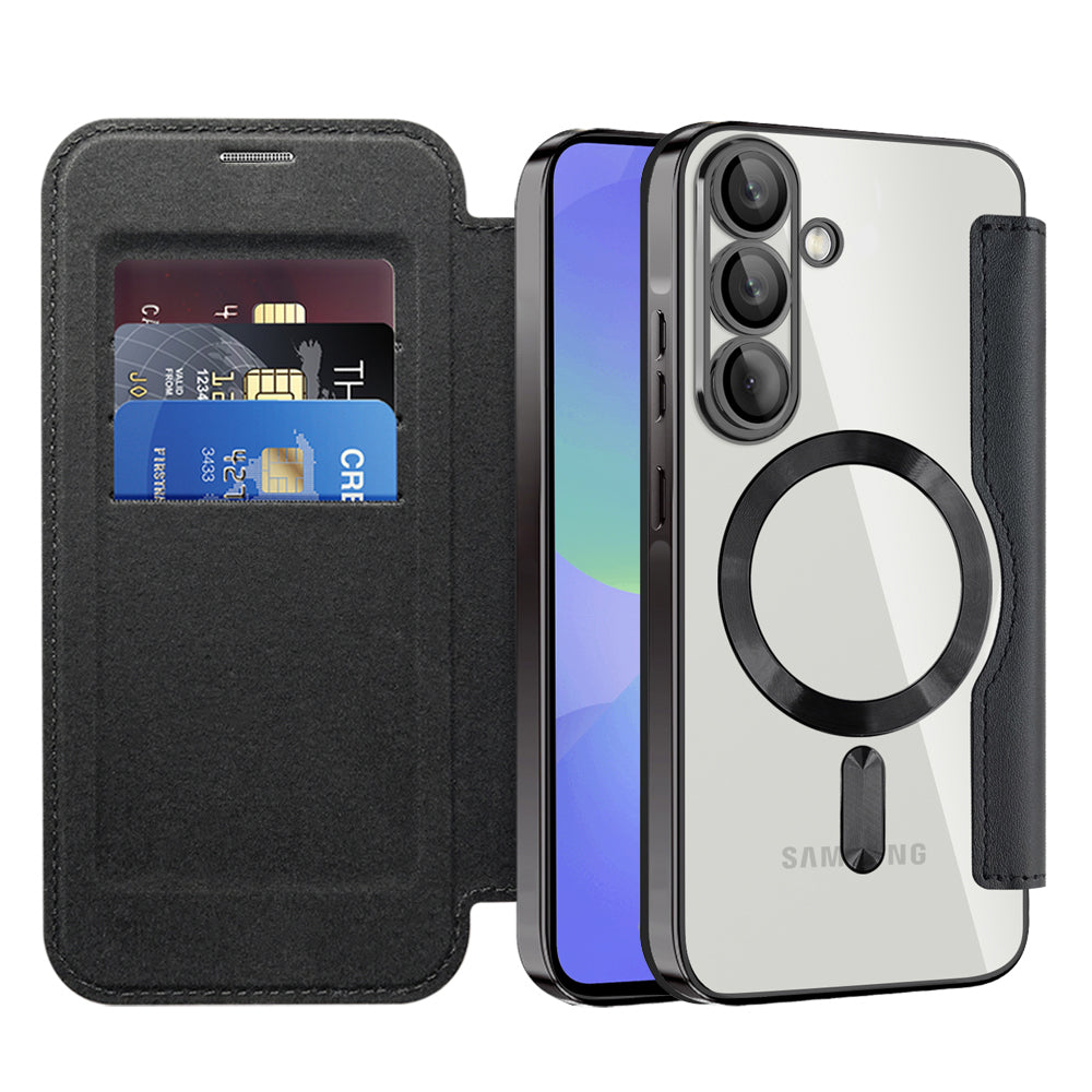 Coque MagSafe pour Samsung Galaxy A36 A366, Techsuit, SmartMag Book, Noire