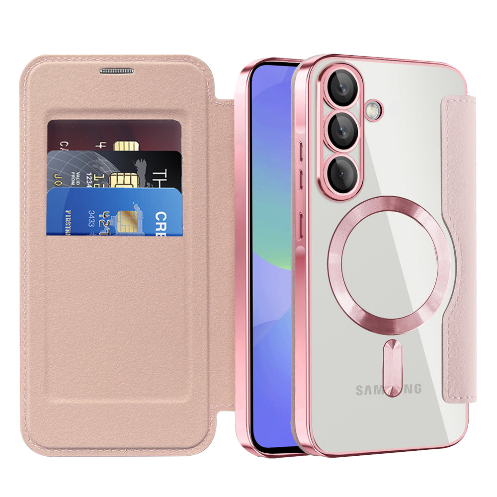 Coque MagSafe pour Samsung Galaxy A36 A366, Techsuit, SmartMag Book, Rose