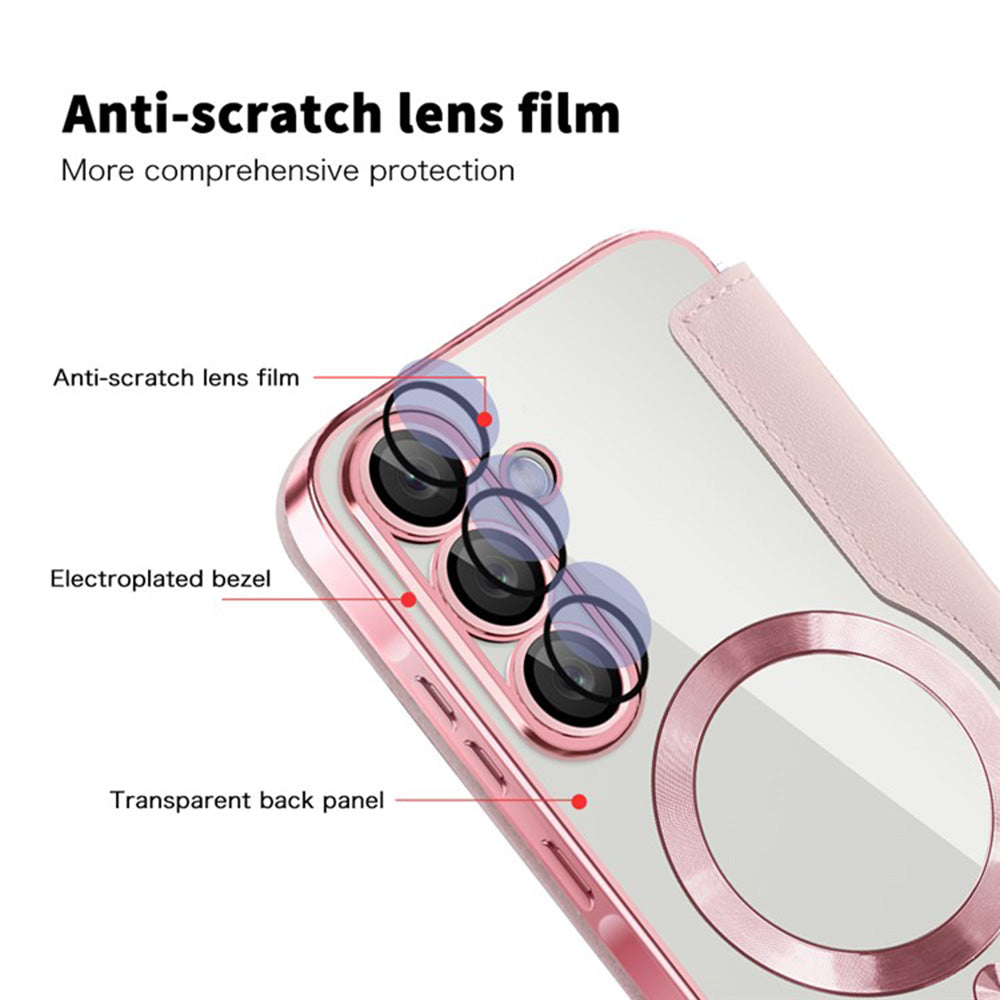 Coque MagSafe pour Samsung Galaxy A36 A366, Techsuit, SmartMag Book, Rose