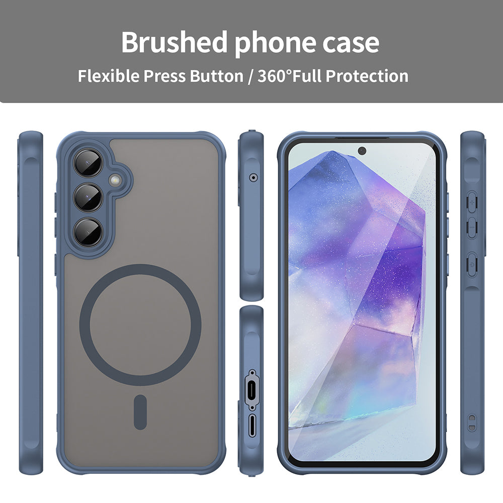 Coque MagSafe pour Samsung Galaxy A55 5G A556, Techsuit, HaloFrost II, Bleu marine