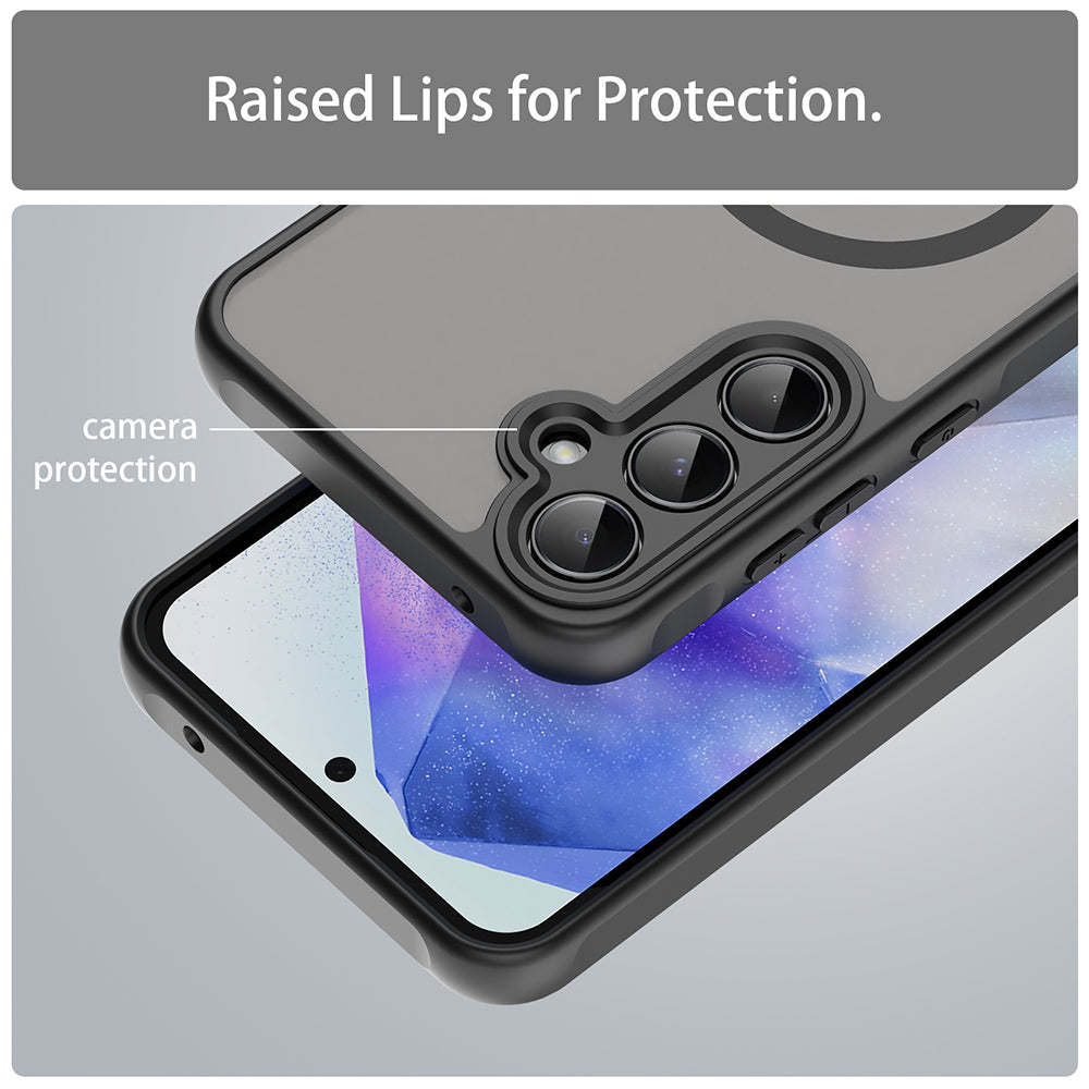 Coque MagSafe pour Samsung Galaxy A55 5G A556, Techsuit, HaloFrost II, Noire