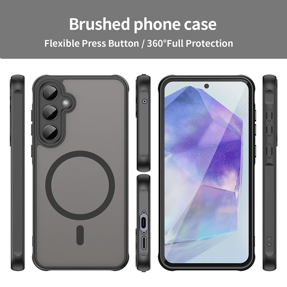 Coque MagSafe pour Samsung Galaxy A55 5G A556, Techsuit, HaloFrost II, Noire