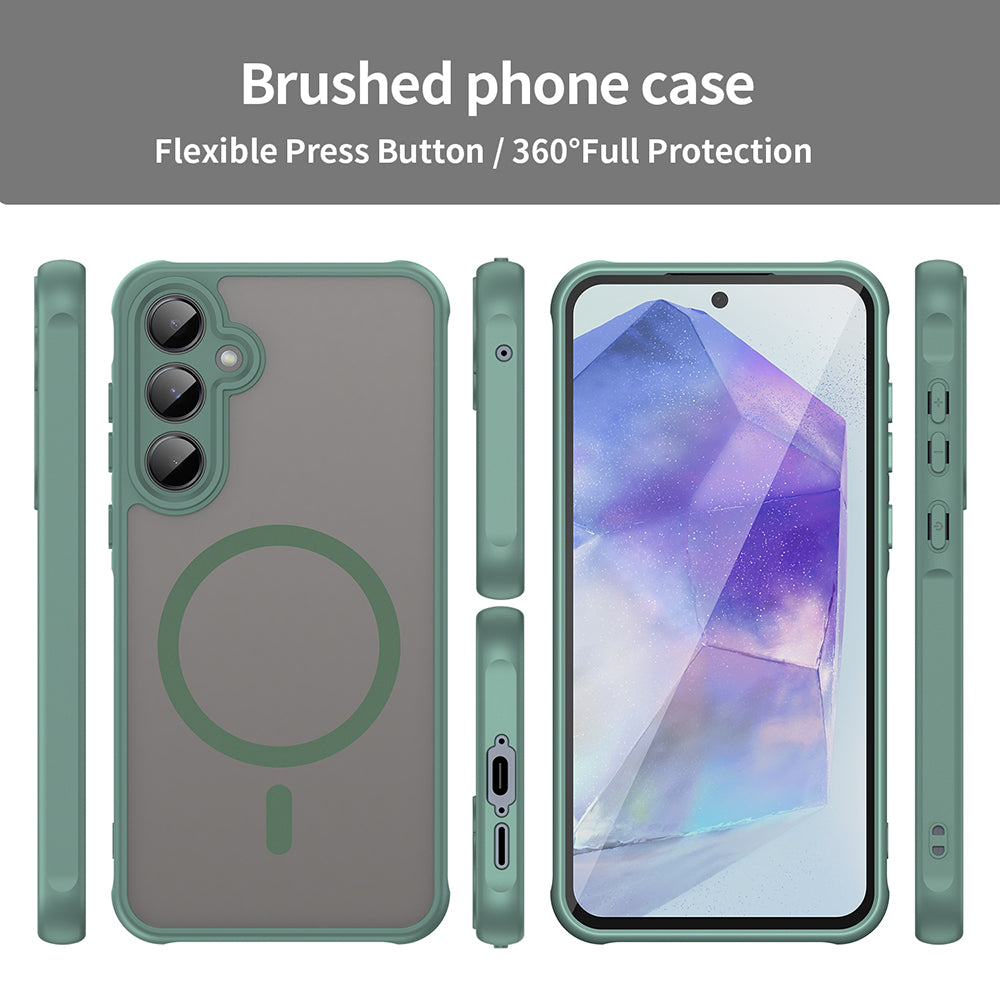 Coque MagSafe pour Samsung Galaxy A55 5G A556, Techsuit, HaloFrost II, Vert
