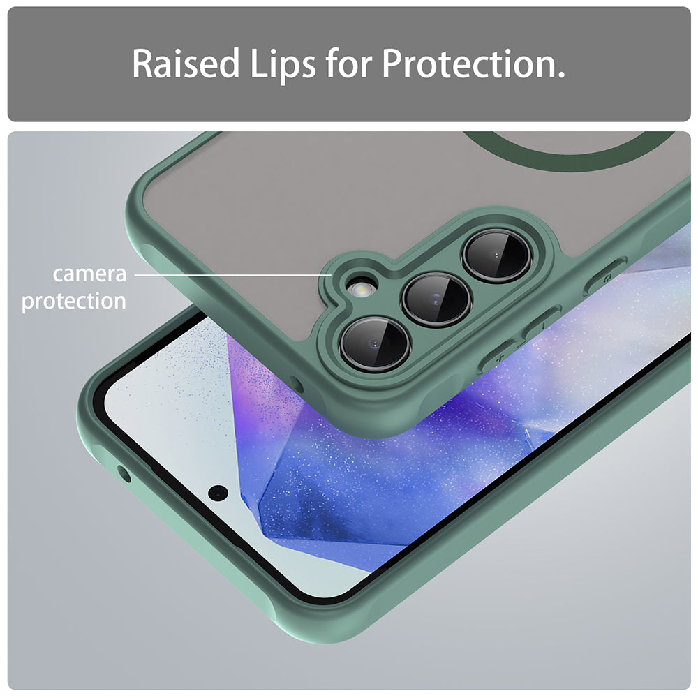Coque MagSafe pour Samsung Galaxy A55 5G A556, Techsuit, HaloFrost II, Vert