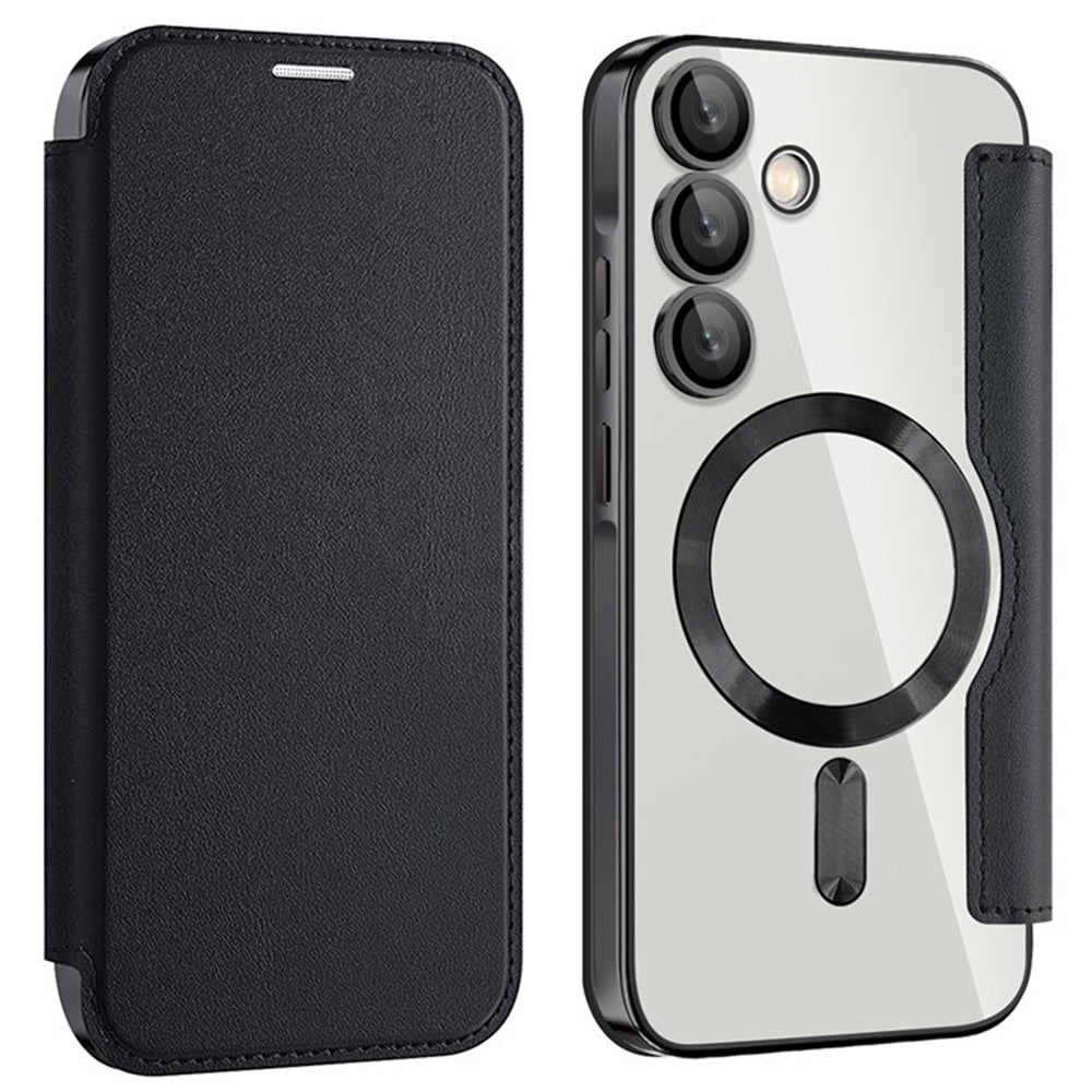 Coque MagSafe pour Samsung Galaxy A55 5G A556, Techsuit, SmartMag Book, Noire