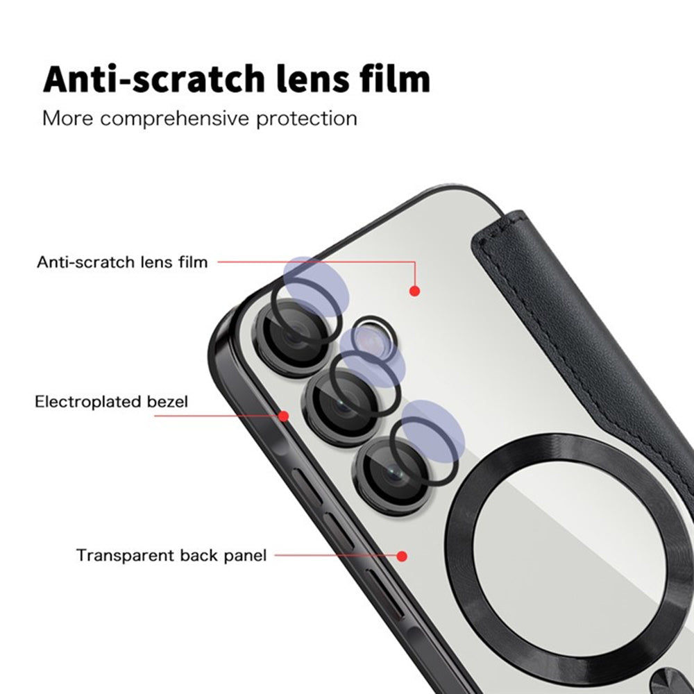 Coque MagSafe pour Samsung Galaxy A55 5G A556, Techsuit, SmartMag Book, Noire