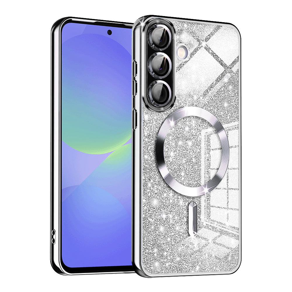 Coque MagSafe pour Samsung Galaxy A56 A566 / A36 A366, Techsuit, Luxury Glitter, Argentée