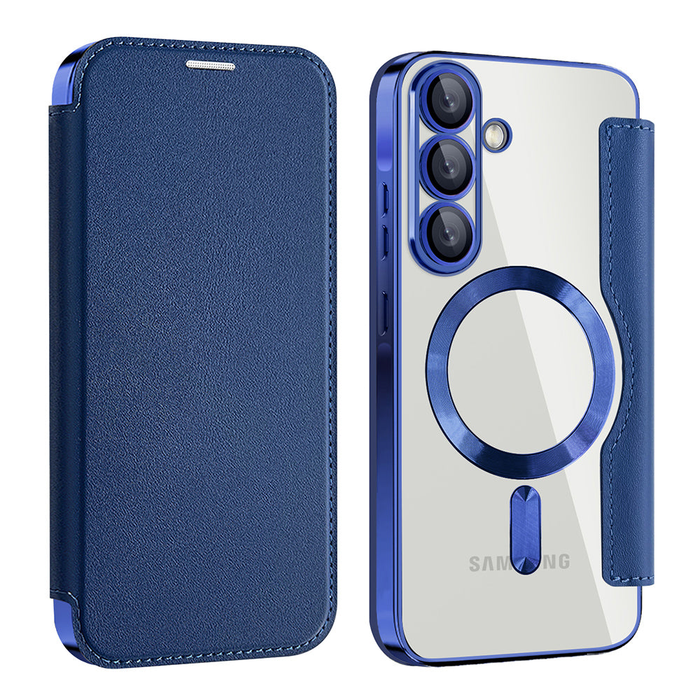Coque MagSafe pour Samsung Galaxy A56 A566, Techsuit, SmartMag Book, Bleue