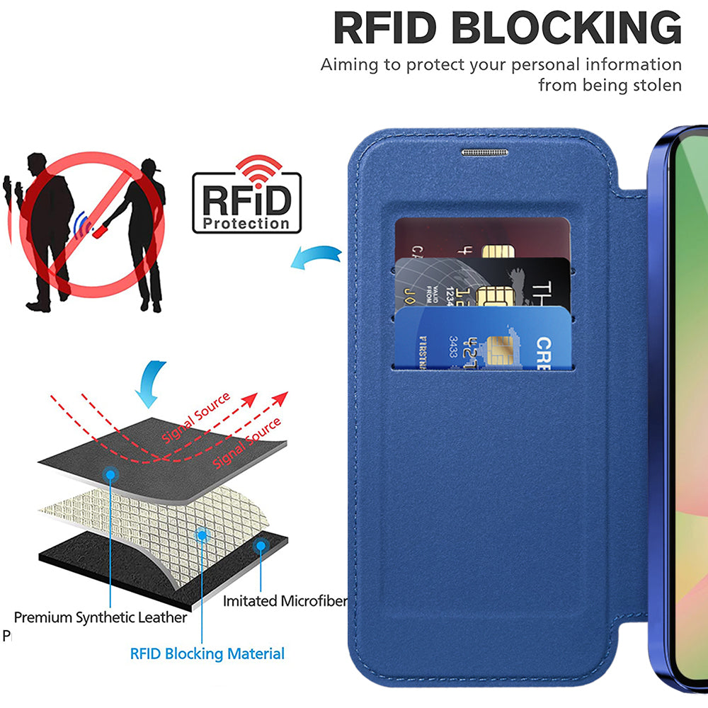 Coque MagSafe pour Samsung Galaxy A56 A566, Techsuit, SmartMag Book, Bleue