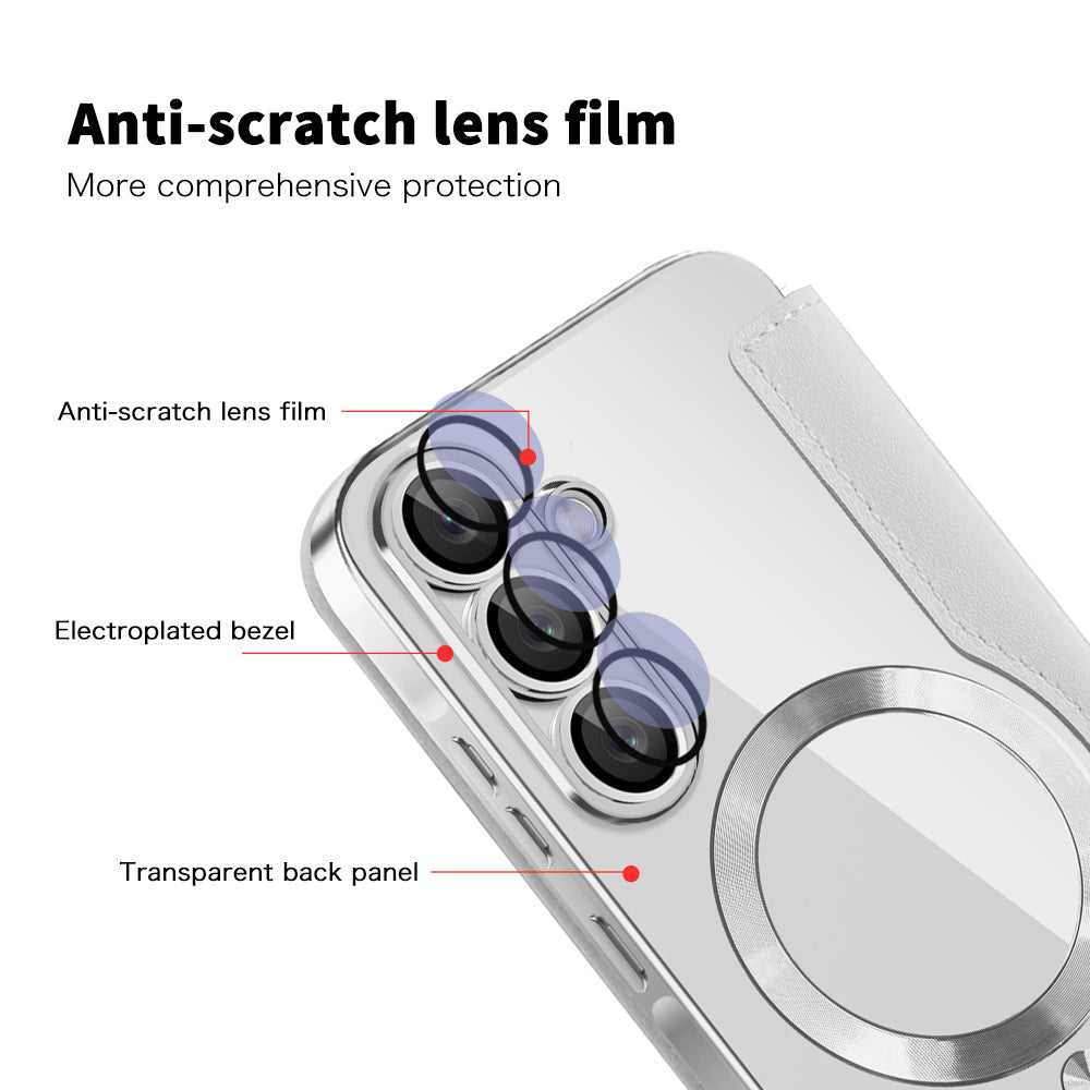 Coque MagSafe pour Samsung Galaxy A56 A566, Techsuit, SmartMag Book, Gris