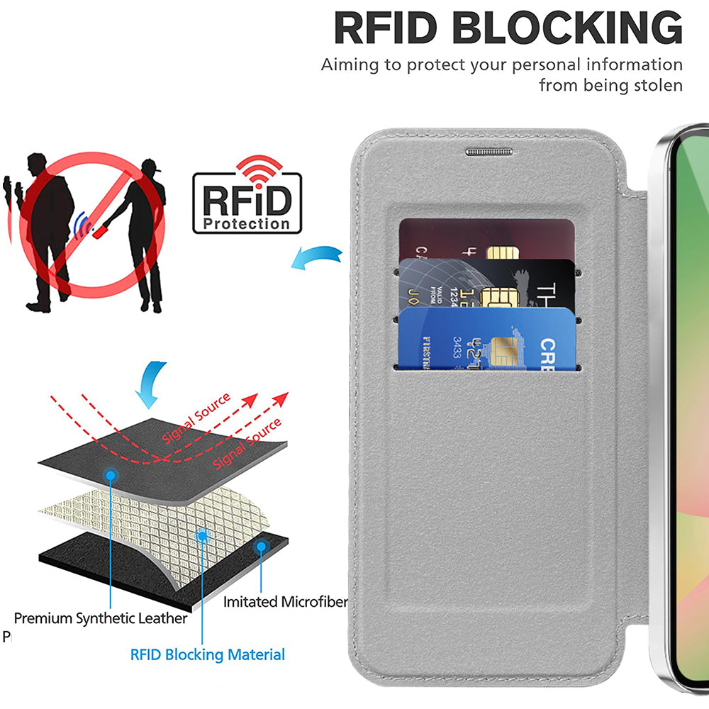 Coque MagSafe pour Samsung Galaxy A56 A566, Techsuit, SmartMag Book, Gris
