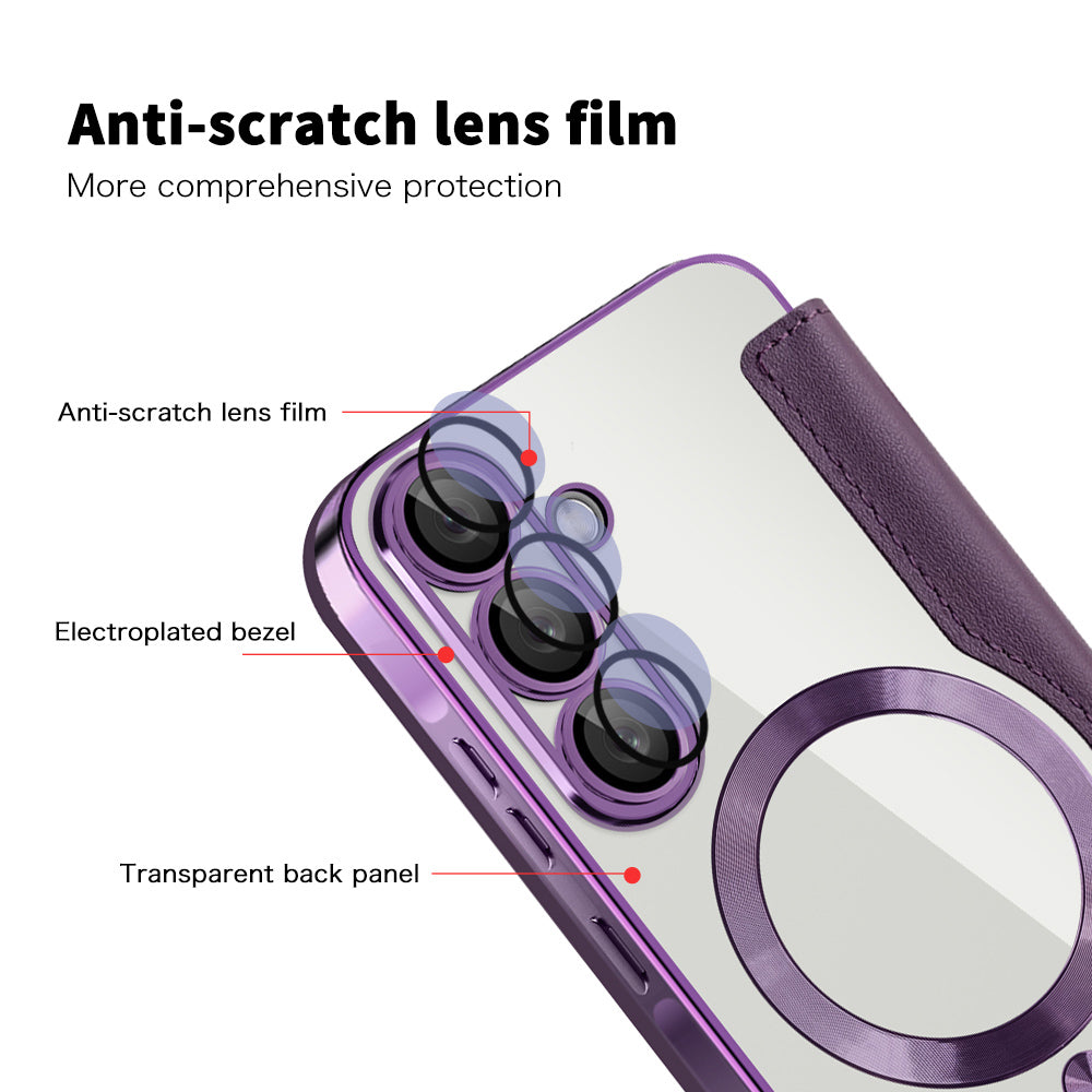 Coque MagSafe pour Samsung Galaxy A56 A566, Techsuit, SmartMag Book, Violet