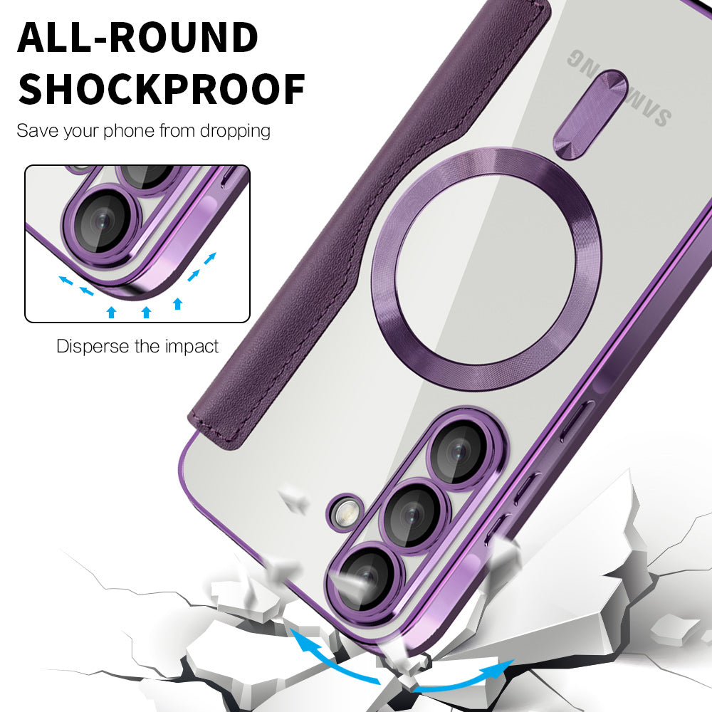 Coque MagSafe pour Samsung Galaxy A56 A566, Techsuit, SmartMag Book, Violet