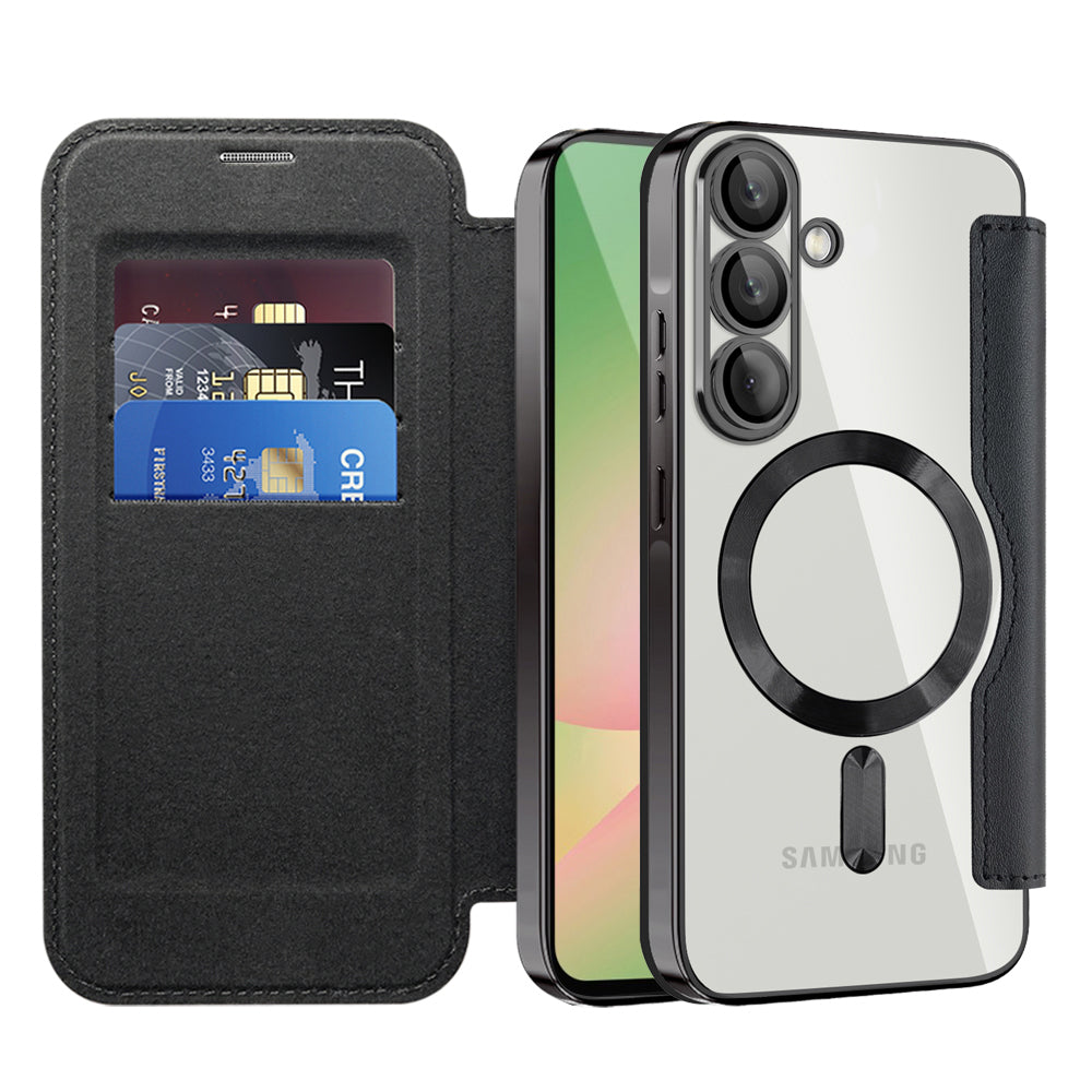 Coque MagSafe pour Samsung Galaxy A56 A566, Techsuit, SmartMag Book, Noire