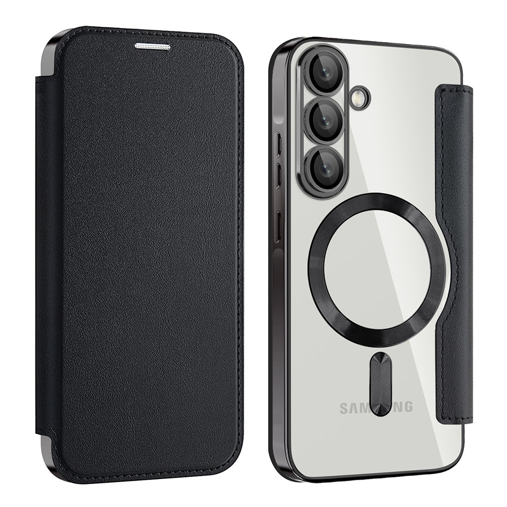 Coque MagSafe pour Samsung Galaxy A56 A566, Techsuit, SmartMag Book, Noire