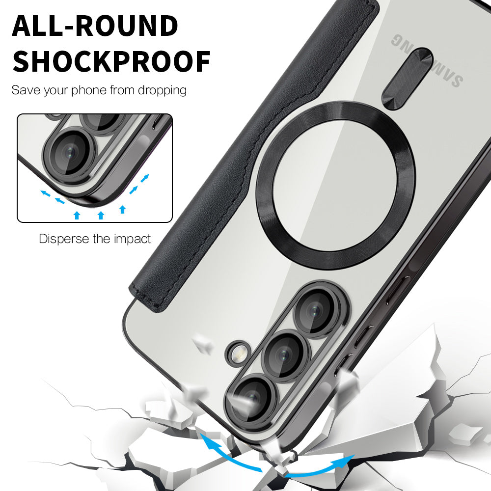 Coque MagSafe pour Samsung Galaxy A56 A566, Techsuit, SmartMag Book, Noire