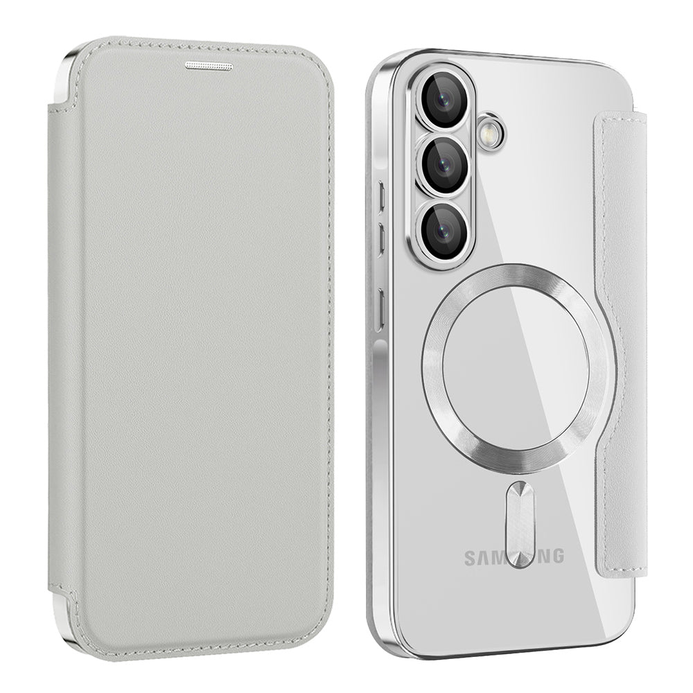 MagSafe Case for Samsung Galaxy A57 5G, Techsuit, SmartMag Book, Gray