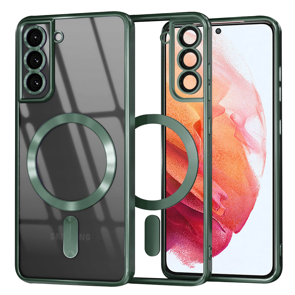 Coque MagSafe pour Samsung Galaxy S21 5G G991, Techsuit, Luxury Crystal, Vert Foncé