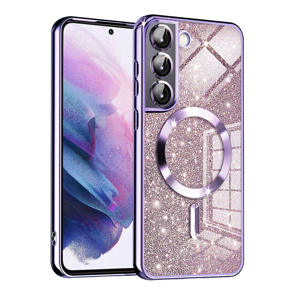 Coque MagSafe pour Samsung Galaxy S21 5G G991, Techsuit, Luxury Glitter, Violet Clair
