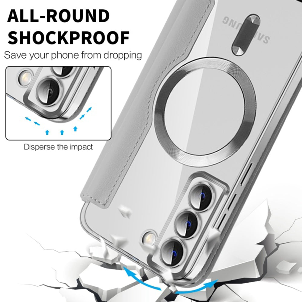 Coque MagSafe pour Samsung Galaxy S22 5G S901, Techsuit, SmartMag Book, Gris