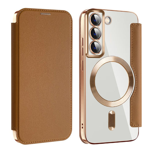 MagSafe Case for Samsung Galaxy S22 5G S901, Techsuit, SmartMag Book, Brown