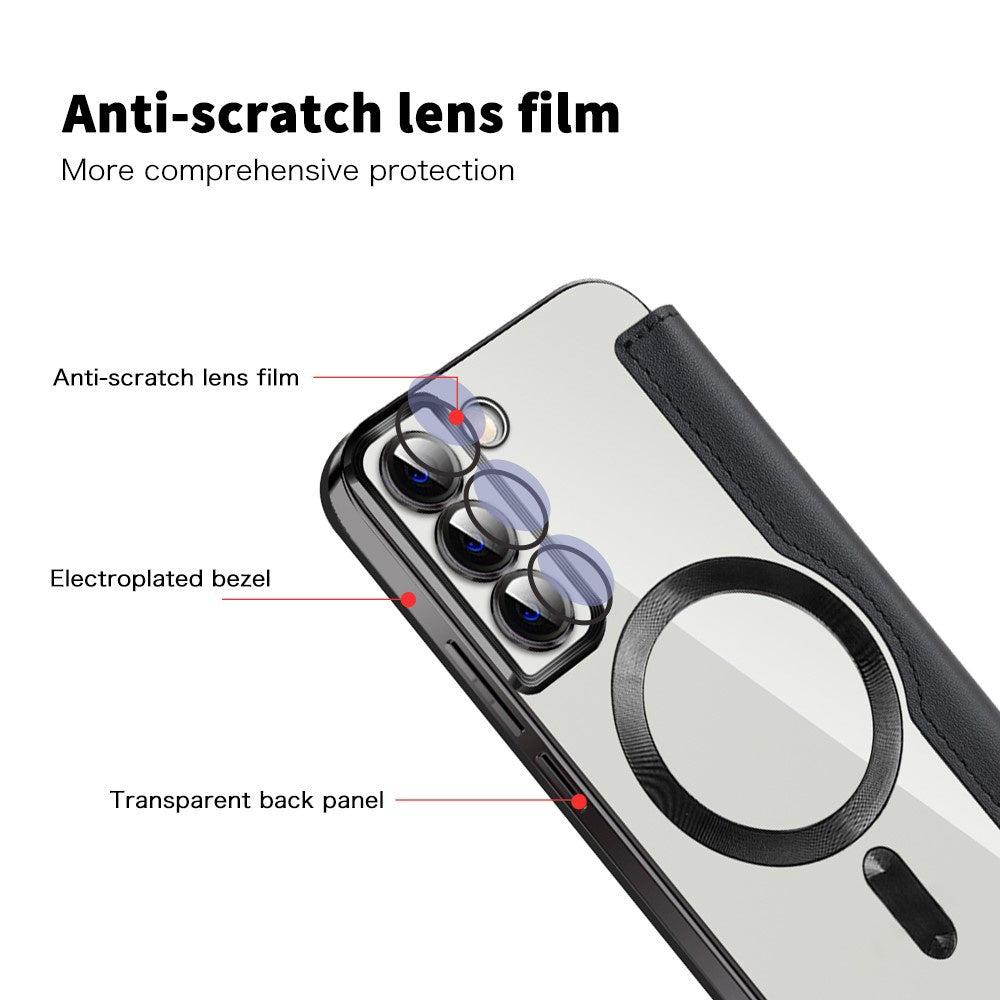 Coque MagSafe pour Samsung Galaxy S22 5G S901, Techsuit, SmartMag Book, Noire
