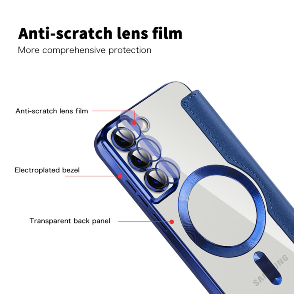 Coque MagSafe pour Samsung Galaxy S22+ 5G S906, Techsuit, SmartMag Book, Bleue