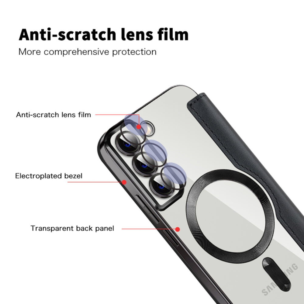 Coque MagSafe pour Samsung Galaxy S22+ 5G S906, Techsuit, SmartMag Book, Noire