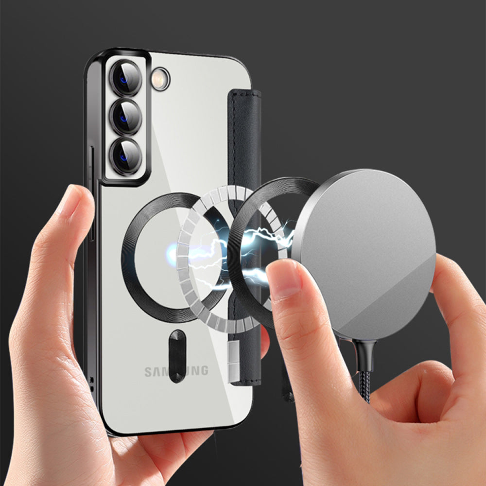 Coque MagSafe pour Samsung Galaxy S22+ 5G S906, Techsuit, SmartMag Book, Noire