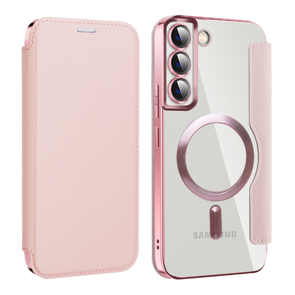 Coque MagSafe pour Samsung Galaxy S22+ 5G S906, Techsuit, SmartMag Book, Rose