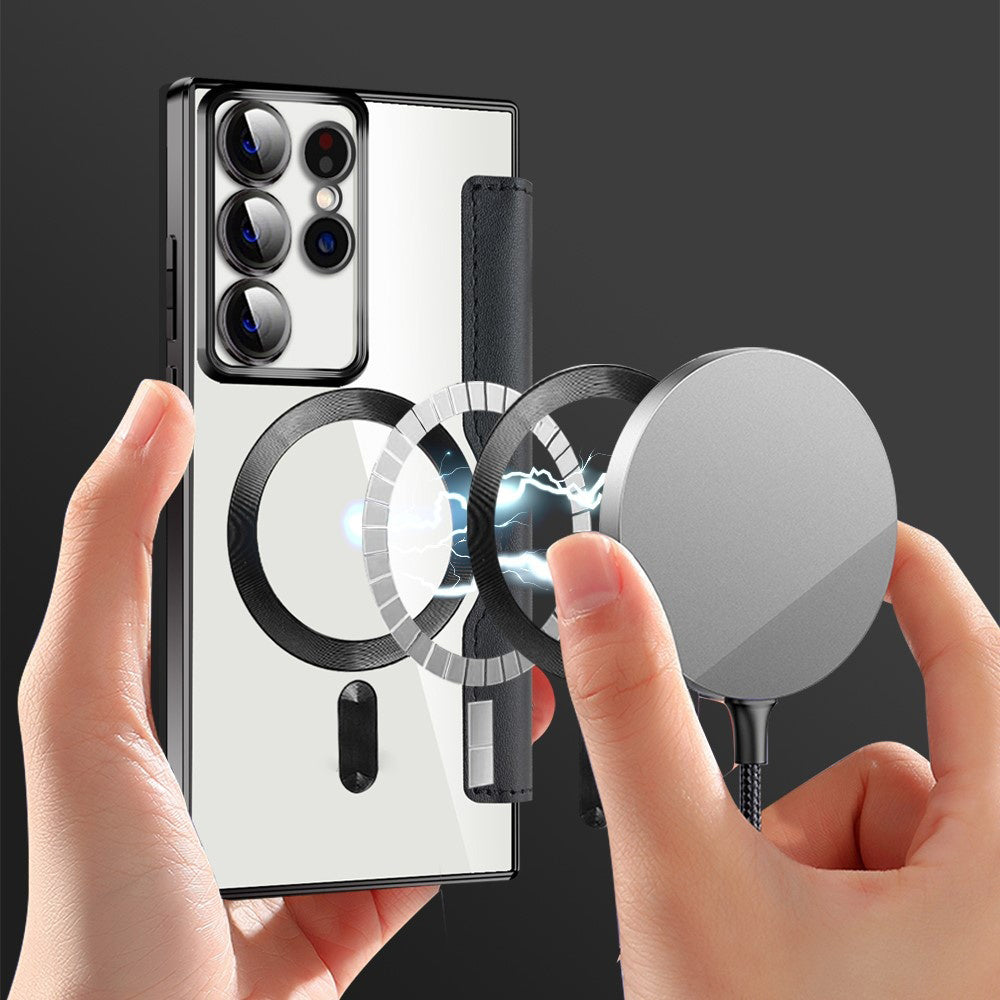 Coque MagSafe pour Samsung Galaxy S22 Ultra 5G S908, Techsuit, SmartMag Book, Noire