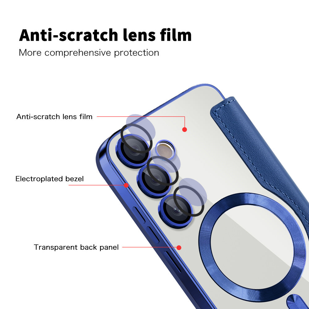 Coque MagSafe pour Samsung Galaxy S23 FE S711, Techsuit, SmartMag Book, Bleue
