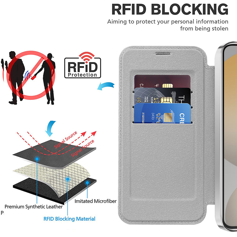 Coque MagSafe pour Samsung Galaxy S23 FE S711, Techsuit, SmartMag Book, Gris